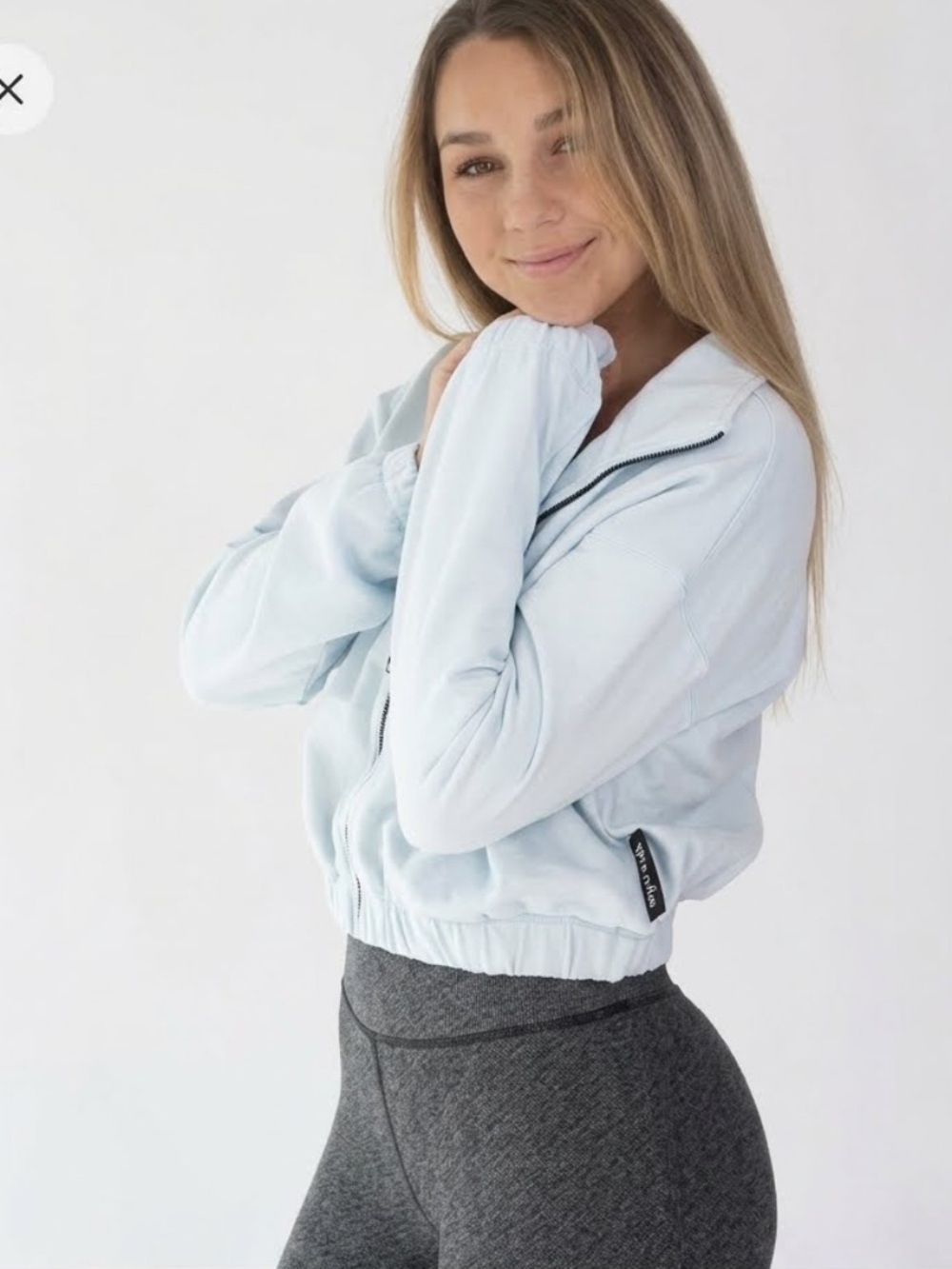 P'Tula Mara Scrunch Cropped 1/4 Zip Pullover Sweatshirt